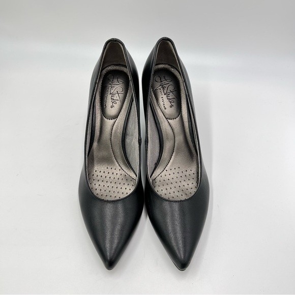 7N 7 N NARROW LifeStride Womens Sevyn Black Faux Leather Point Toe Pumps Heels - Picture 4 of 15